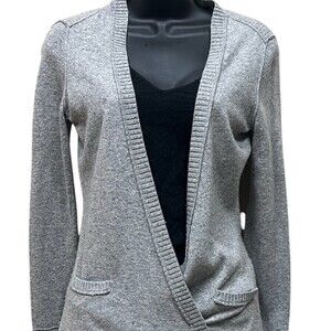 Banana Republic Sweater Womens XS Heather Gray Wrap Cardigan Pockets